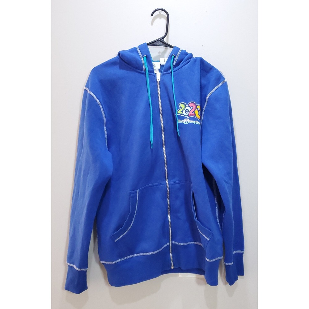 Disney Full Zip  Hoodie Womens Blue Size M Mickey Logo Cotton Pockets 2020 Goofy